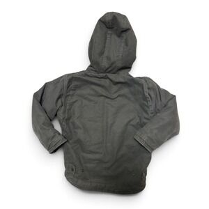 Berne Youth Boys Small 7-8 Brown Canvas Sherpa Lined Hooded Work Jacket BHJ42TNM